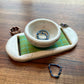 Large White Green Jewelry Tray & Pot