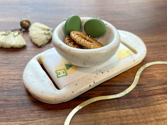 Large White Homes Jewelry Tray & Pot