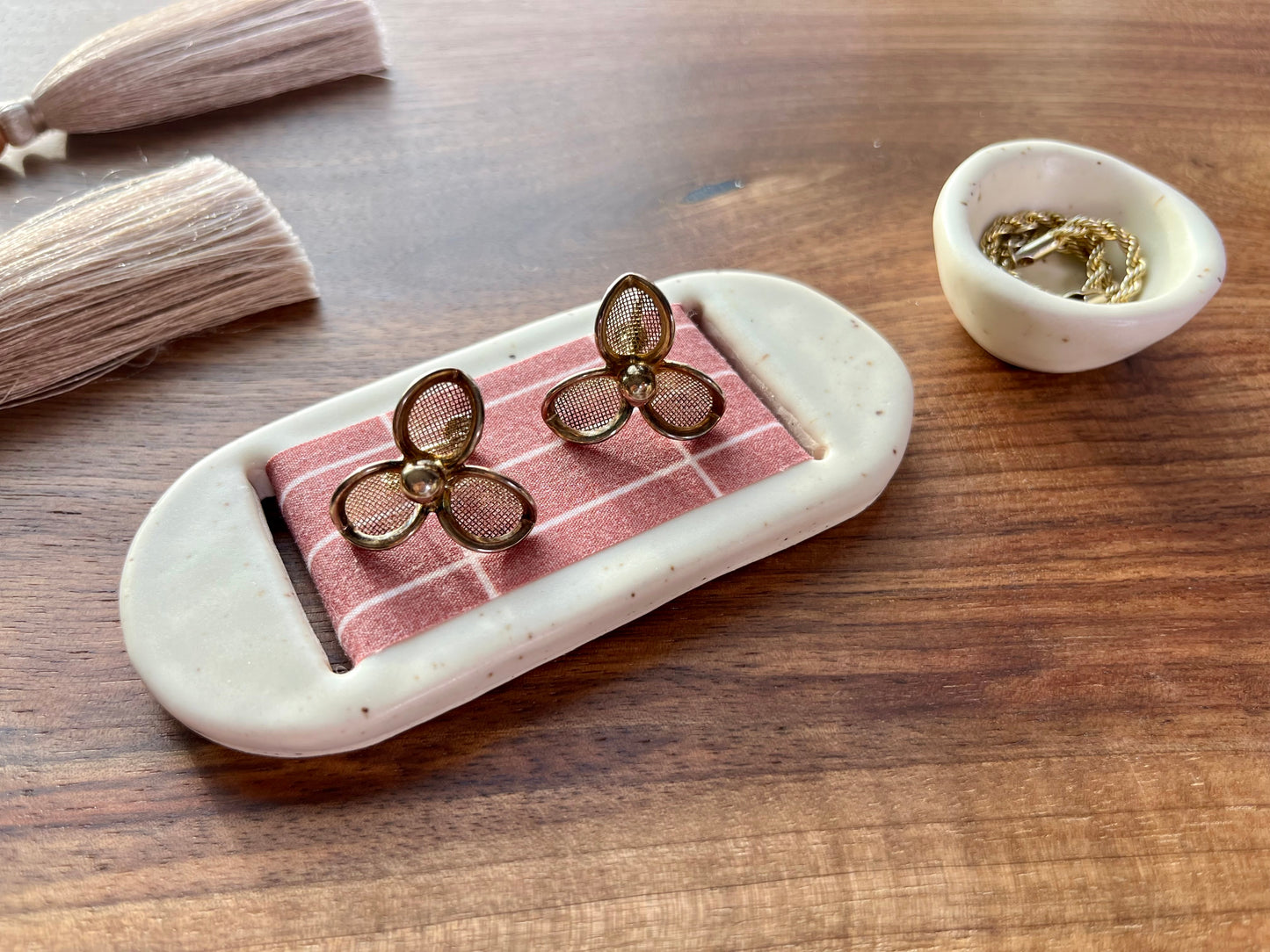 Medium Cream Brick Jewelry Tray & Pot