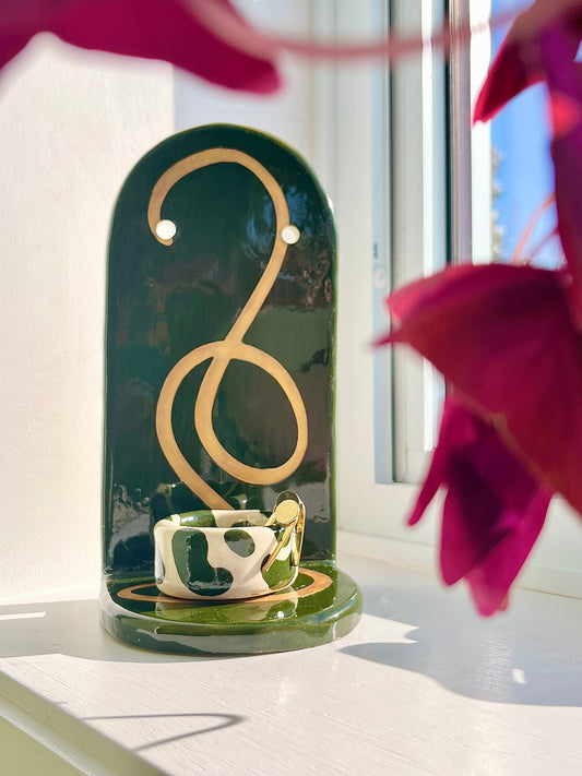 Green & Gold Jewelry Shelf & Pot